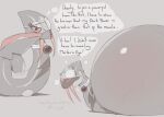 2021 belly big_belly collar eye_patch eyewear female feral generation_3_pokemon hi_res huge_belly nintendo overweight pokemon pokemon_(species) red_sclera seviper solo susfishous text thought_bubble