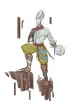 absurd_res boots bottomwear brown_boots brown_cape brown_clothing brown_footwear cape clothed clothing edvardiko footwear front_view green_bottomwear green_clothing green_pants grey_body hi_res humanoid magic_user male male_humanoid mouthless orange_eyes pants shoes simple_background solo standing white_background