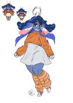 absurd_res anthro antlers black_nose blue_body blue_fur blue_hair breasts clothed clothed_anthro clothed_female clothing cloven_hooves countershade_face countershade_fur countershade_legs countershade_thighs countershading cropped_sweater curly_hair darkriallet deltarune digital_media_(artwork) dipstick_tail dress ears_down eyebrows eyelashes fan_character female fingers floppy_ears fully_clothed fully_clothed_anthro fully_clothed_female fur grey_clothing grey_topwear hair hi_res hooved_fingers hooves horn inner_ear_fluff lagomorph leg_warmers legwear long_hair looking_at_viewer lop_ears mammal markings multicolored_body multicolored_fur multicolored_hair muriel_(darkriallet) orange_clothing orange_legwear orange_sweater orange_topwear pattern_clothing pattern_legwear pattern_sweater pattern_topwear pink_inner_ear pivoted_ears pixel_(artwork) raised_tail red_eyes scut_tail short_tail signature simple_background slightly_chubby slightly_chubby_anthro slightly_chubby_female smile smiling_at_viewer smirk smirking_at_viewer solo standing striped_clothing striped_legwear striped_sweater striped_topwear stripes style_emulation sweater tail tail_markings thick_thighs topwear tuft two_tone_body two_tone_fur two_tone_hair under_boob undertale_(series) wavy_mouth whiskers white_background white_fingers white_hooves white_horn white_inner_ear_fluff white_whiskers wings wolpertinger