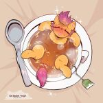 artist_name beverage blush cold-blooded-twilight cutlery english_text equid equine eyes_closed female feral friendship_is_magic fur hair hasbro hi_res hooves horse kitchen_utensils mammal micro my_little_pony open_mouth orange_body orange_fur pony purple_hair purple_tail quadruped scootaloo_(mlp) solo spoon tail tea text tools wet