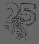 android anthro augmented birthday breasts canid canine canis clothed clothing cybernetics cyborg digital_media_(artwork) female guide_lines hair hi_res holding_object jackal lifting_object machine mammal nipples number robot sketch sketch_page sketchy solo synthetic text the_dark_skull