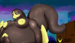  anthro areola belly big_areola big_belly big_breasts big_tail breasts chubby_belly chubby_female eel erection female fish genitals gradient_background herm hi_res intersex izzy(metroxix3c) looking_at_viewer marine metroxix3c nipples overweight penis simple_background yellow_eyes 