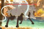 2025 3d_background antlers anus backsack balls butt celesdir cliff colored deer digital_media_(artwork) feral forgottenscales gameplay_mechanics genitals grass gui health_bar hi_res hooves horn level_number majestic male male_feral mammal mixed_media open_mouth outside pal_(species) palworld perineum pink_anus pink_eyes plant pocketpair quadruped rear_view shaded short_tail sky solo tail tree water watermark