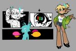 anthro antlers asriel_dreemurr big_pupils black_collar black_hooves black_nails blonde_hair blue_antlers blue_nose blush blush_lines bottomwear bovid breasts brown_body brown_fur brown_hair buckteeth caprine claws cleavage closed_smile clothed clothed_anthro clothed_female clothing cloven_hooves collar colored_nails comic_panel crystal deer deltarune denim denim_bottomwear denim_clothing denim_shorts dess_holiday ear_piercing eyebrows eyelashes female female_anthro finger_claws fingers freckled_legs freckled_shoulders freckled_thighs freckles friend_(deltarune) fully_clothed fully_clothed_anthro fully_clothed_female fur glass goat green_clothing green_sweater green_topwear grey_background hair hair_bun hand_on_hip heartbeat hi_res highlights_(coloring) holding_object hooves horn human jewelry kris_(deltarune) long_ears looking_aside looking_at_object male mammal markings mole_(marking) mole_under_eye mouth_closed multicolored_hair multiple_scenes nails new_world_deer noelle_holiday offscreen_character pattern_clothing pattern_sweater pattern_topwear piercing pink_inner_ear pupils reindeer rheali ring_piercing shadow_creature shirt short_hair shorts silhouette simple_background smile solo_focus sound_effects sparkles striped_clothing striped_sweater striped_topwear stripes sweater tank_top teeth topwear two_tone_hair undertale undertale_(series) white_clothing white_shirt white_tank_top white_topwear