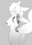 2021 absurd_res animate_inanimate anthro areola asherfox_(asherfox94) bedroom_eyes biped bodily_fluids butt canid canine dripping dripping_pussy female female_anthro fox genital_fluids genitals heart_(marking) hi_res hollow_body living_clothing looking_at_viewer looking_back looking_back_at_viewer mammal markings masturbation monochrome mxl narrowed_eyes nipples nude nude_anthro nude_female rear_view seductive simple_background smile snout solo spreading standing tail tentacle_suit tentacles tentacles_from_body unusual_anatomy vaginal vaginal_fluid_drip vaginal_fluids vaginal_masturbation vulva
