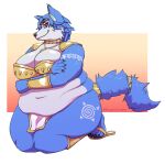2025 absurd_res accessory anthro armor belly belly_overhang belly_rolls big_belly big_breasts blue_body blue_fur blue_hair bra bracers breasts canid canine cleavage clothed clothing deep_navel female footwear fox fur fur_markings furgonomics hair hi_res huge_breasts huge_thighs jewelry krystal_(star_fox) mammal markings morbidly_obese multicolored_body multicolored_fur navel nintendo obese obese_anthro obese_female overweight overweight_anthro overweight_female pendant portrait ring sandals shin_guards shoes shoulder_guards simple_background skimpy solo squish star_fox tail tail_accessory tail_jewelry tail_ring thick_thighs two_tone_body two_tone_fur underwear white_body white_fur whooperscooper