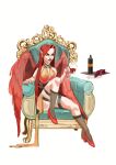 absurd_res armchair chair clothed clothing container cup drinking_glass edvardiko feathered_wings feathers female female_humanoid furniture glass glass_container glass_cup glistening glistening_eyes hair hi_res holding_container holding_cup holding_drinking_glass holding_object holding_wine_glass humanoid orange_eyes pale_skin red_hair red_wings sitting smile solo wine_glass wings
