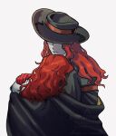  2boys aleph_(reverse:1999) black_cape black_hat cape covered_face dual_persona hat highres hug i_(220_i_284) long_hair merlin_(reverse:1999) multiple_boys red_hair reverse:1999 selfcest shirt upper_body watermark white_background white_mask white_shirt yaoi 