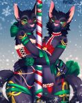  anthro blush brother brother_and_sister bulge christmas clothing digital_media_(artwork) duo felid feline female fur girly holidays incest_(lore) lingerie looking_at_viewer male male/female mammal pinup pole pose purrr-evil ribbons sibling simple_background sister slim snow stripper_pole topwear underwear 