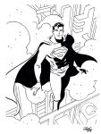  belt black_hair cape cityscape clark_kent cloud dc_comics e_charretier flying from_above highres looking_at_viewer monochrome short_hair simple_background superhero_costume superman superman_(series) tagme 