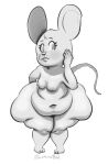 anthro belly belly_overhang big_belly big_butt bottom_heavy breasts buckteeth butt digital_media_(artwork) female fur hand_behind_butt hand_on_face hi_res huge_butt huge_hips huge_thighs hyper hyper_butt knock-kneed looking_at_viewer luminared mammal mouse murid murine nude overweight overweight_female rodent short_stack simple_background small_breasts solo tail teeth thick_thighs white_background wide_hips