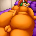 anthro balls big_butt bowser butt genitals hi_res koopa looking_at_viewer looking_back lying male mario_bros nintendo on_front scalie solo teeth thevillager video_games 