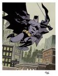  batman batman_(series) belt black_boots black_gloves boots bruce_wayne building cape cityscape cowl dc_comics dynamic_pose e_charretier gloves highres looking_to_the_side muscular muscular_male superhero_costume tagme utility_belt 
