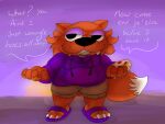 anthro bottomwear canid canine claws clothing digit_ring fangs feet fluffy fluffy_tail food footwear fox fur gold_(metal) gold_tooth half-closed_eyes hi_res hoodie jay_(jaythefox333) jaythefox333 jewelry male mammal narrowed_eyes orange_body orange_fur pizza purple_eyelids ring sandals shoes short_stack shorts slightly_chubby solo tail teeth toe_claws toe_ring toes topwear