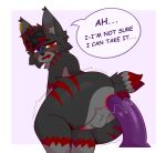 anal anal_penetration anthro anus arched_back aroused balls bent_over big_butt black_hair blue_eyes blush blush_lines bodily_fluids bubble_butt butt cheek_tuft dan_(femboy_dan) dildo dildo_in_ass dildo_insertion dildo_sitting drooling ear_piercing ear_tuft eyebrow_piercing facial_piercing facial_tuft femboy feminine feminine_pose fixed_dildo fixed_toy fluffy fluffy_tail fur genitals gold_piercing grey_balls grey_body grey_fur grey_tail hair heterochromia hi_res humanoid_dildo inner_ear_fluff lagomorph leg_tuft leporid lube lube_on_dildo lube_on_sex_toy male mammal multicolored_body multicolored_fur multicolored_tail nude object_in_ass open_mouth orange_eyes penetration penis piercing presenting purple_dildo rabbit red_body red_fur red_hair red_tail riding_dildo saliva sex_toy sex_toy_in_ass sex_toy_insertion simple_background solo speech_bubble stretched_anus stretching tail text thigh_tuft tuft ygnetnium