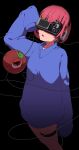  1girl absurdres akirama alternate_costume baggy_clothes black_background cable circuit_board cropped_legs headphones headset highres komeiji_satori long_sleeves pink_hair shirt short_hair simple_background sleeves_past_fingers sleeves_past_wrists thigh_strap third_eye touhou zipper 