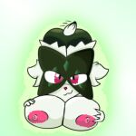 animal_humanoid anthro big_breasts breasts cat_humanoid domestic_cat felid felid_humanoid feline feline_humanoid felis female female/female foxless fur game_freak generation_9_pokemon gesture hi_res human humanoid mammal mammal_humanoid mask meowscarada nintendo pokemon pokemon_(species) pose simple_background smile solo submissive submissive_female suggestive suggestive_gesture tail tail_motion white_background