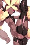  2022 anthro anus black_sclera blush breasts brown_body brown_fur censored chobonolly clothing digital_media_(artwork) female flexible fur genitals gesture hi_res lagomorph mammal mega_evolution mega_lopunny mosaic_censorship nintendo nipples nude one_leg_up pink_eyes pok&eacute;mon pok&eacute;mon_(species) pussy raised_leg simple_background solo splits spread_legs spreading standing v_sign vertical_splits video_games 