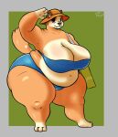 anthro australian_cattle_dog big_breasts bikini bikini_bottom bikini_top bluey_(series) breasts canid canine canis cattledog chilli_heeler cleavage clothed clothing domestic_dog female hat headgear headwear herding_dog hi_res huge_breasts huge_hips huge_thighs lazy_dogg0 love_handles mammal pastoral_dog slightly_chubby slightly_chubby_female solo swimwear thick_thighs two-piece_swimsuit wide_hips