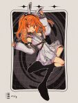  1girl a.i._voice adachi_rei alternate_costume android animal_ears black_boots boots detached_sleeves dress fake_animal_ears full_body hand_up highres joints long_hair long_sleeves looking_at_viewer nasi_(na_si) orange_eyes orange_hair rabbit_ears robot_joints short_dress sleeveless sleeveless_dress sleeves_past_wrists solo utau white_dress 