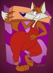 2024 3_toes 4_fingers abstract_background anthro arched_back barefoot big_butt big_tail biped black_eyebrows black_eyes black_nose butt butt_pose canid canine cheek_tuft clenched_teeth clothed clothing colored digital_drawing_(artwork) digital_media_(artwork) dipstick_tail eyebrows facial_tuft feet fingers fist flat_colors fluffy fluffy_tail fox fur gavanzude glance grin grinning_at_viewer half-closed_eyes hi_res holding_plank holding_wood huge_butt lines_drawn looking_at_viewer male mammal markings monobutt multicolored_body multicolored_fur narrowed_eyes open_mouth open_smile orange_body orange_fur overalls overalls_only paws payless_diy pinup plank plantigrade pose raised_heel raised_tail red_clothing red_fox red_overalls signature smile smiling_at_viewer smirk smirking_at_viewer solo tail tail_markings teeth tiptoes toes tools topless topless_anthro topless_male true_fox tuft two_tone_body two_tone_fur walking white_body white_fur white_sclera white_tail_tip wide_hips wood wooden_plank