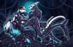 anthro bone crazmax digital_media_(artwork) drone dronification duo fish glowing glowing_eyes goo_creature hi_res hypnosis kissing latex liquid_latex male male/male marine meeting_(disambiguation) mind_control nude ray_(fish) shark skull skull_head tail takeover tongue transformation