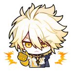  1boy absurdres antenna_hair bad_link blonde_hair chibi chibi_only clenched_hand highres honkai:_star_rail honkai_(series) male_focus official_art phainon_(honkai:_star_rail) phainon_(khaslana)_(honkai:_star_rail) solo tagme tattoo transparent_background yellow_eyes 