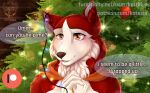  anthro balto_(film) better_version_at_source blush brown_eyes canid canine canis christmas christmas_lights christmas_tree digital_media_(artwork) domestic_dog female fur hi_res holidays inside jenna_(balto) kotezio mammal open_mouth patreon plant portrait red_body red_fur smile solo text tree url white_body white_fur 