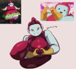  big_breasts breasts clothing digital_media_(artwork) dragon_ball dragon_ball_super female gloves handwear hi_res huge_breasts latex_clothing overweight overweight_female ribrianne rubber rubber_clothing rubber_suit solo thornedog tight_clothing 