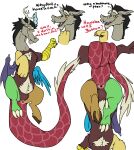  absurd_res anthro anus armpit_hair body_hair butt chimera discord_(mlp) draconequus equid equine feathered_wings feathers friendship_is_magic fur hair hasbro hi_res horse male mammal muscular my_little_pony null_bulge red_eyes solo sylvanedadeer wings 