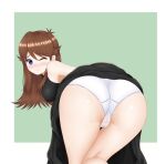  1girl ass bad_deviantart_id bad_id bangs bent_over black_dress blue_eyes blush breasts brown_hair cameltoe cleft_of_venus closed_mouth clothes_lift dress dress_lift duplicate green_(pokemon) keshigomu long_hair looking_back one_eye_closed panties pixel-perfect_duplicate pokemon pokemon_adventures pussy raised_eyebrows shiny shiny_hair smile solo underwear white_panties 