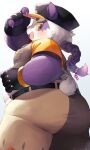  2021 alp_(tas) anthro blush bottomwear butt clothing giant_panda hat headgear headwear hi_res lifewonders mammal overweight pants police ra_tenpu shirt solo tokyo_afterschool_summoners topwear ursid video_games 