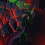 absurd_res alien anthro barotrauma big_tail clothed clothing coat dinosaur ears_back eel eyeless fish frill_(anatomy) green_eyes green_light gun handgun harsh_lighting hi_res industrial kippers_(mahtigwess) leather leather_clothing long_snout long_tail male marine massiu membrane_(anatomy) membranous_frill mudraptor periscope pivoted_ears prehistoric_species ranged_weapon red_light reptile revolver saurischian scalie scared scared_expression scared_face sea snaggle_tooth snout solo submarine tail theropod topwear underwater vehicle water watercraft weapon webbyishere whiskers