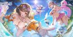  6+girls ahoge anis_(nikke) anis_(sparkling_summer)_(nikke) armpits bad_link beach beach_umbrella bikini bikini_under_clothes black_choker blonde_hair blue_bikini blue_eyes blue_hair braid braided_ponytail breasts brown_hair choker cleavage closed_eyes cloud collarbone day eyewear_on_head glasses gloves goddess_of_victory:_nikke green_eyes grey_hair hair_ornament hair_over_shoulder hat helm_(aqua_marine)_(nikke) helm_(nikke) house innertube jewelry large_breasts large_hat lens_flare liter_(guardfish)_(nikke) liter_(nikke) long_hair long_sleeves mary_(bay_goddess)_(nikke) mary_(nikke) midair multicolored_hair multiple_girls navel necklace neon_(blue_ocean)_(nikke) neon_(nikke) non-humanoid_robot ocean official_alternate_costume official_art one-piece_swimsuit open_mouth outdoors palm_tree panorama ponytail rapi_(classic_vacation)_(nikke) rapi_(nikke) robot robot_animal robot_dog sandals see-through_clothes shirt short_hair side-tie_bikini_bottom sidelocks sky smile streaked_hair sun sun_hat swim_ring swimsuit thighs tree umbrella wet wet_clothes wet_shirt white_bikini white_gloves yellow_eyes 