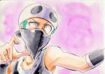  1boy bandana bandana_over_mouth blue_eyes blue_hair iwane_masaaki pokemon pokemon_(anime) pokemon_sm_(anime) team_skull team_skull_grunt tupp_(pokemon) 