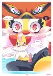  &lt;3 &lt;3_eyes absurd_res anthro ari_the_talonflame aroused avian balls bath bathing bedroom_eyes bird blush braixen canid canine chest_tuft comic dialogue duo ear_tuft ellie_the_braixen english_text erection fluffy fluffy_tail fox genitals girly heartbeat hi_res horny_(disambiguation) knot looking_at_another male male/male mammal narrowed_eyes nikkibunn nintendo penis pok&eacute;mon pok&eacute;mon_(species) seductive spread_legs spreading talonflame text tuft video_games water 