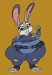  aliasing anthro belly bestthe bottomwear breasts chubby_cheeks clothing color_edit colored disney eating edit female food front_view fur grey_body grey_fur holding_food holding_object huge_hips huge_thighs hyper_hips judy_hopps lagomorph leporid looking_at_self looking_down looking_down_at_self love_handles low_res mammal navel_outline obese obese_female overweight overweight_anthro overweight_female pants police_uniform police_vest purple_eyes rabbit shirt short_stack simple_background solo thick_thighs tight_clothing tight_topwear topwear uniform vest white_body white_fur wide_hips xanderdwulfe zootopia 