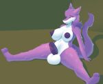  absurd_res anthro balls breasts donya fur genitals gynomorph hi_res intersex multicolored_body multicolored_fur narrowed_eyes nipples penis purple_body purple_eyes purple_fur purple_nipples purple_penis sergal simple_background sitting solo spread_legs spreading two_tone_body two_tone_fur white_body white_fur 