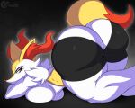  anthro ass_up bent_over big_butt black_body black_fur braixen breast_squish breasts butt canid canine clothing curvy_figure facial_tuft female fox fox_tail fur hi_res huge_butt inner_ear_fluff legwear mammal multicolored_body multicolored_fur muscular_thighs nintendo pok&eacute;mon pok&eacute;mon_(species) presenting presenting_hindquarters red_body red_fur solo squish tenjosan thick_thighs thigh_highs tuft under_boob video_games white_body white_fur yellow_body yellow_fur 
