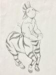  2021 20daysapple equid equid_taur equine equine_taur fur hi_res male mammal mammal_taur monochrome sketch solo striped_body striped_fur stripes taur traditional_media_(artwork) zebra zebra_taur zulius_(centaurworld) 