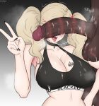 1boy 1girl absurdres after_fellatio black_choker black_nails black_sports_bra blacked_(phrase) blonde_hair blue_eyes blush breast_tattoo breasts can't_see_the_haters_(meme) choker cleavage commission commissioner_upload cum cum_on_body cum_on_breasts cum_string dark-skinned_male dark_skin daruko536 earrings english_text gradient_background grey_background hetero highres hoop_earrings huge_penis interracial jewelry large_breasts large_variant_set lipstick_mark lipstick_mark_on_penis lipstick_mark_on_testicles long_hair meme penis penis_awe penis_on_face penis_over_eyes persona persona_5 queen_of_spades_symbol saliva saliva_trail spade_(shape) spade_tattoo speech_bubble sports_bra takamaki_anne tattoo testicles textless_version twintails v variant_set very_dark_skin 