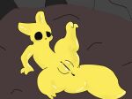 black_eyes cheese_rao confusion feet female feral genitals monk_(rain_world) rain_world slugcat solo videocult vulva yellow_body yellow_face yellow_feet yellow_fingers
