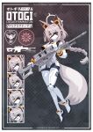  1girl absurdres alternate_costume android animal_ears anti-materiel_rifle barrett_m82 blue_archive bodysuit breasts closed_eyes closed_mouth colored_skin commentary commission english_commentary eyepatch fox_ears fox_girl fox_tail gun hair_between_eyes highres holding holding_gun holding_weapon jacket long_braid long_hair looking_at_viewer mechanical_arms mechanical_legs medium_breasts melissa_v2 multiple_expressions open_mouth orange_eyes otogi_(blue_archive) pink_hair rifle sidelocks smile sniper_rifle solo symbol-shaped_pupils tail weapon white_bodysuit white_jacket white_skin x-shaped_pupils 