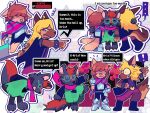 4:3 alexia_reddings anthro canid canine canis chuyakara cosplay deltarune dialogue domestic_cat domestic_dog english_text felid feline felis female gameplay_mechanics german_shepherd group gui health_bar herding_dog hi_res hug kris_dreemurr male mammal mephitid pastoral_dog ralsei riley_williams samuel_reddings skunk sleeping surprised susie_(deltarune) tabby_cat text toby_fox trio undertale_(series)