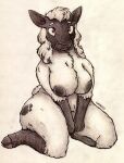 anthro big_breasts bovid breast_squish breasts caprine chubby_female female furansco hi_res huge_breasts mammal sheep solo squish 