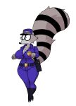 2025 anthro badge belt belt_buckle big_breasts big_tail black_body black_boots black_clothing black_footwear black_fur black_nose blue_bottomwear blue_clothing blue_pants blue_topwear blue_uniform boots bottomwear breasts brown_body brown_fur buckle button_(fastener) cleavage clothed clothing curvy_figure diegutan english_text female female_anthro fluffy fluffy_tail footwear fur grey_body grey_fur hat headgear headwear hi_res high_heeled_boots high_heels hourglass_figure huge_breasts mammal markings mouthless pants pointy_nose procyonid raccoon ringed_eyes security security_guard security_uniform shoes simple_background snout solo striped_markings striped_tail stripes tail tail_markings text thick_thighs topwear uva_the_raccoon white_background wide_hips