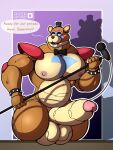  absurd_res animatronic anthro balls big_balls erection five_nights_at_freddy&#039;s five_nights_at_freddy&#039;s:_security_breach freddy_(fnaf) genitals glamrock_freddy_(fnaf) hi_res looking_at_viewer machine male mammal muscular muscular_anthro muscular_male nipples penis raptorart robot scottgames simple_background smile solo text ursid video_games 