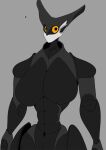  2020 4ears_5eyes big_breasts black_body breasts female grey_background half-length_portrait humanoid looking_at_viewer machine model-t_(telexistence) not_furry nude portrait robot robot_humanoid simple_background solo telexistence yellow_eyes 
