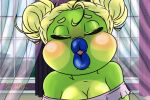  amphibian anthro blue_lipstick female first_person_view frog incoming_kiss kissing kissy_face lipstick makeup penny_(tekandprieda) puckered_lips solo story_at_source tekandprieda_(artist) 