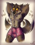  absurd_res anthro armpit_hair black_nose blush body_hair bottomwear brown_body brown_fur bulge canid canine canis clothed clothing dialogue dreamworks fur good_boy heart_underwear hi_res male mammal mr._wolf_(the_bad_guys) muscular muscular_anthro muscular_male nipples open_mouth pecs praise_kink simple_background solo tail_motion tailwag text the_bad_guys underwear wolf yellow_eyes 